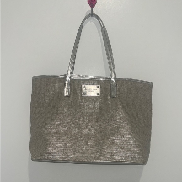 Michael Kors Handbags - Michael Kors Metallic Taupe Tote Bag with Silver Trim